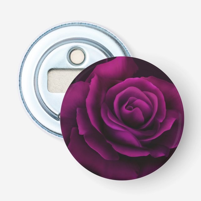 Gothic Purple-Red Rose Flower Bottle Opener (Front)