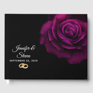 Gothic Purple-Red Rose Flower Guest Book
