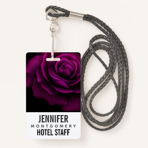 Gothic Purple-Red Rose Flower ID Badge