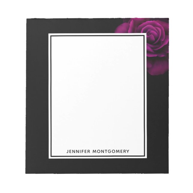 Gothic Purple-Red Rose Flower Notepad (Front)