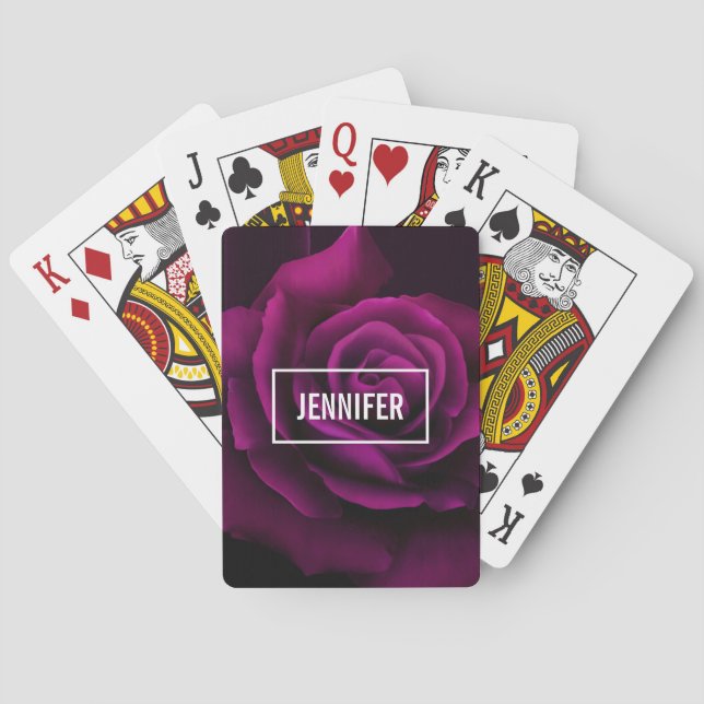 Gothic Purple-Red Rose Flower Playing Cards (Back)