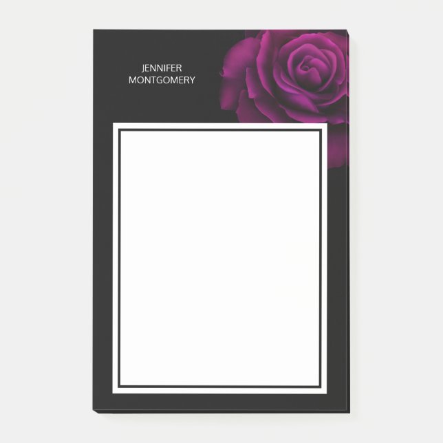 Gothic Purple-Red Rose Flower Post-it Notes (Front)