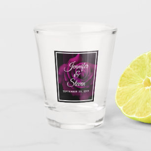 Gothic Purple-Red Rose Flower Wedding Shot Glass