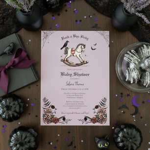 Gothic Purple Rocking Horse Rock a Bye Baby Shower Invitation