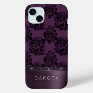Gothic Purple Rose   Dramatic Edgy Moody Eggplant iPhone 15 Mini Case