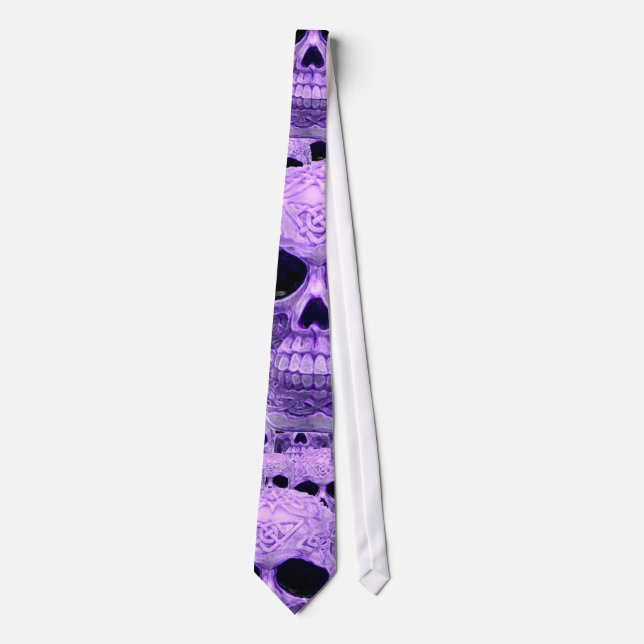Gothic Purple Skulls Tie (Front)