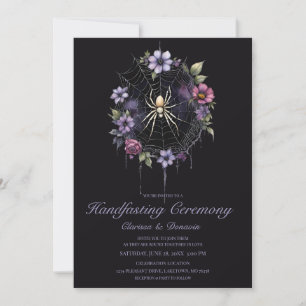 Gothic Purple Spider Floral Web Handfasting Invitation