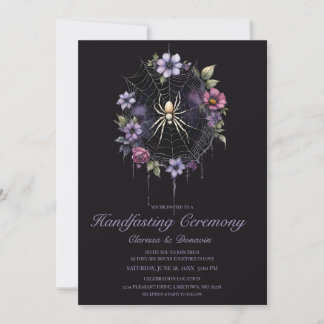 Gothic Purple Spider Floral Web Handfasting Invitation