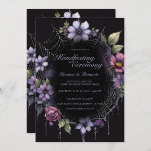 Gothic Purple Spider Floral Web Handfasting Invitation