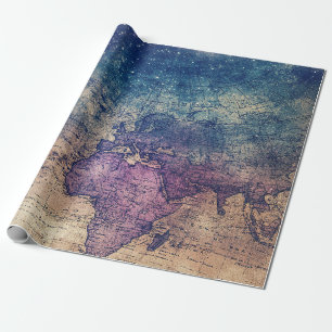 Gothic Purple Vintage Celestial Map Wrapping Paper