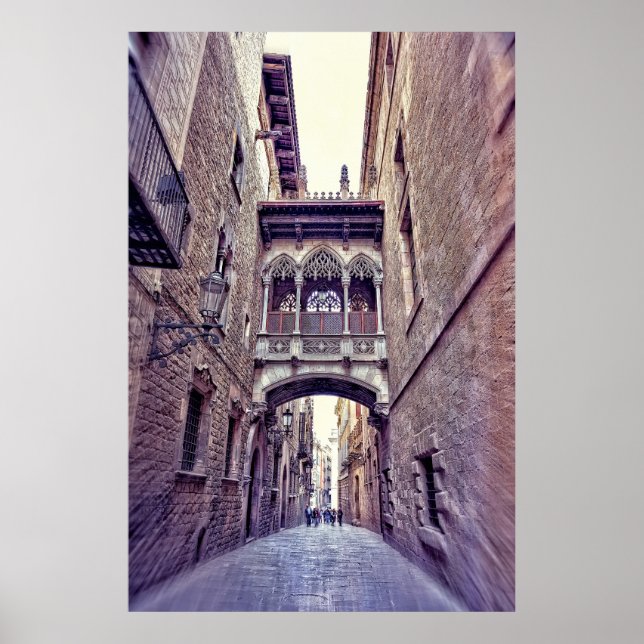 Gothic quarter in Barcelona, Spain Poster (Front)
