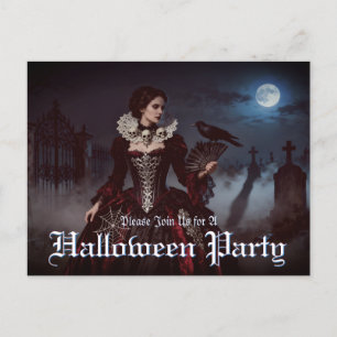 Gothic Queen in Moonlit Graveyard Holiday Postcard