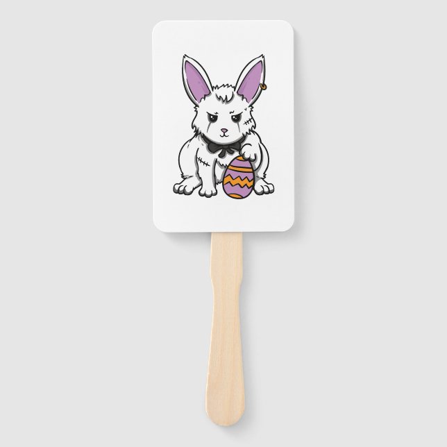 Gothic Rabbit Gothic Bunny Gothic Easter Emo Goth  Hand Fan (Front)