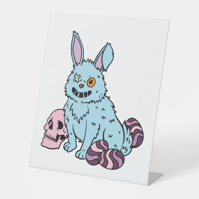 Gothic Rabbit Gothic Bunny Gothic Easter Emo Goth  Pedestal Sign (Front)