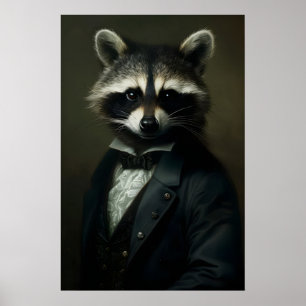Gothic Racoon Portrait Print Dark Academia Home 1