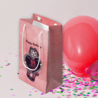 Gothic Rag Doll With Black Heart on Pink Birthday