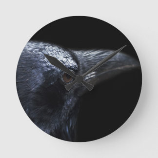 Gothic Raven and Crow Familiar Round Clock