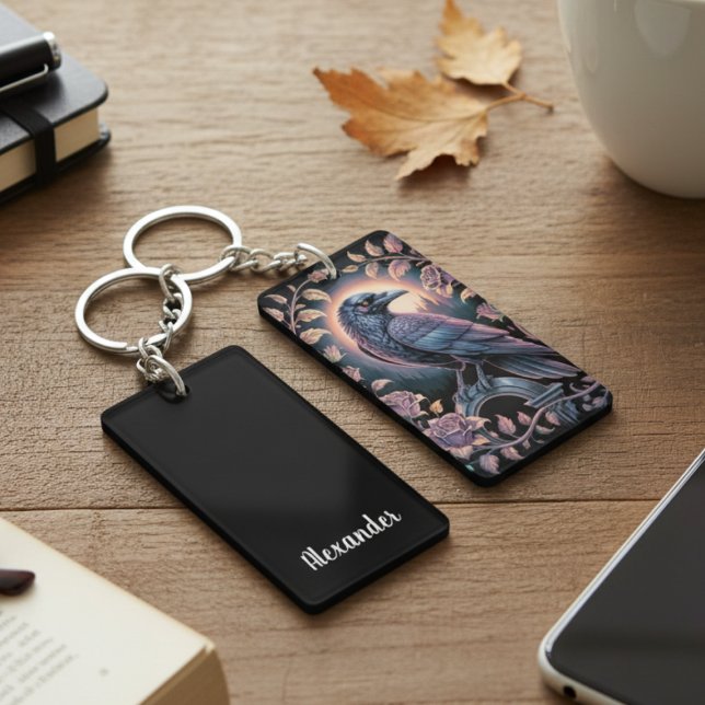 Gothic Raven Art Keychain (Gothic Raven keychain)
