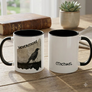 Gothic raven art literary gift mug