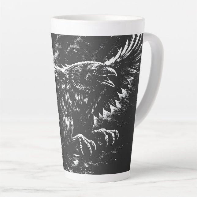 Gothic Raven – by BurnsInHell Latte Mug (Right Angle)
