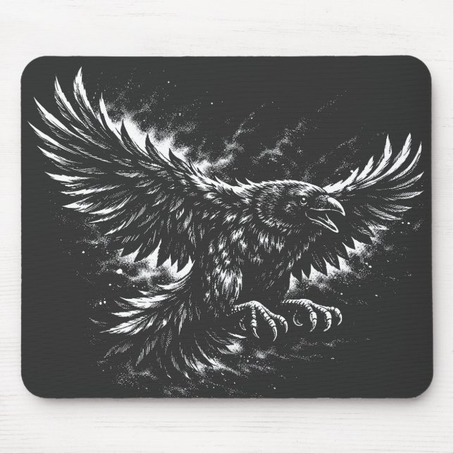 Gothic Raven – by BurnsInHell Mouse Pad (Front)