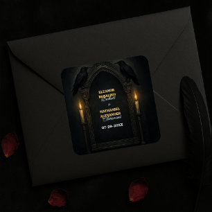 Gothic Raven Candlelight Arch Wedding  Square Sticker