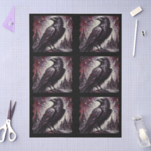Gothic Raven Crow Bird Black Grey Decoupage Tissue Paper