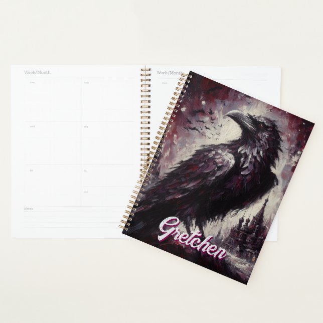 Gothic Raven Crow Bird Painting Personalised Planner (Display)