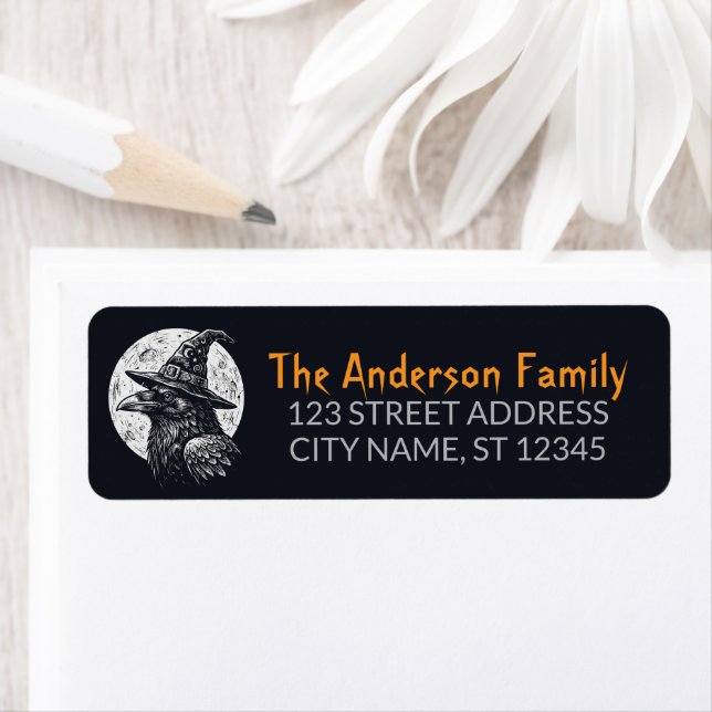 Gothic Raven Crow Halloween Return Address Label   (Insitu)