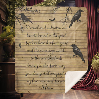 Gothic Raven Custom Message Sherpa Blanket
