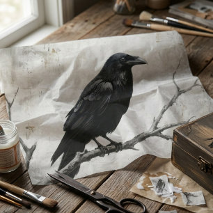 Gothic Raven Dark Academia Decoupage Tissue Paper