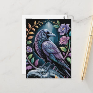 Gothic Raven Dark Academia Mystical Postcard