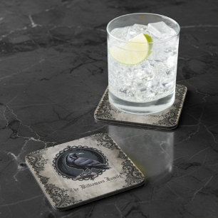 Gothic Raven Dark Academia Vintage Style Coaster