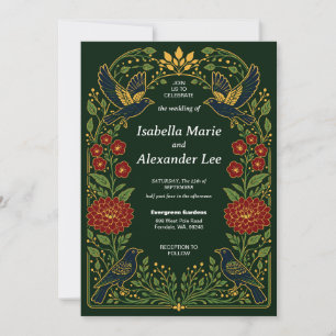 Gothic Raven Floral Arch Wedding Invitation