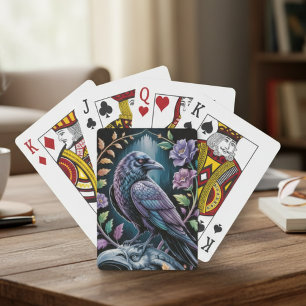 Gothic Raven Floral Dark Academia Style Playing Cards