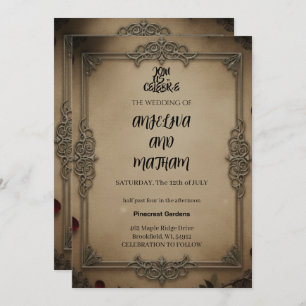 Gothic Raven Floral Wedding Arch Invitation