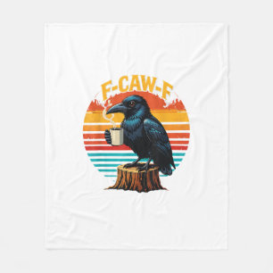 Gothic Raven Funny Halloween F-Caw-F Coffee Crow V Fleece Blanket