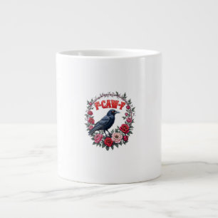 Gothic Raven Funny Halloween F-Caw-F Crow Vintage Large Coffee Mug