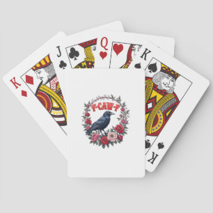 Gothic Raven Funny Halloween F-Caw-F Crow Vintage  Playing Cards