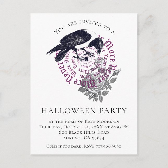 Gothic Raven Halloween Party Invitation (Front)