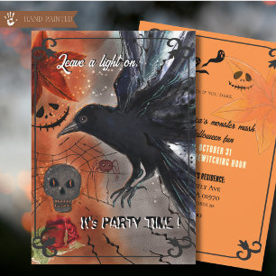 Gothic Raven Halloween Party Spooky Night Invitation
