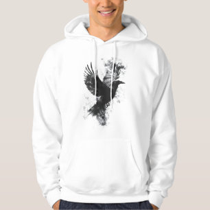 Gothic Raven Illustration: Smoke and Feathers Hoodie