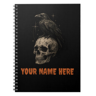 Gothic Raven on Skull Vintage Mystery . Notebook