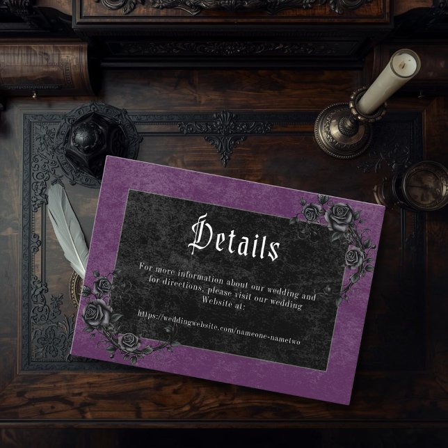 Gothic Raven Purple Darkly Ever After Wedding Enclosure Card (Creator Uploaded)