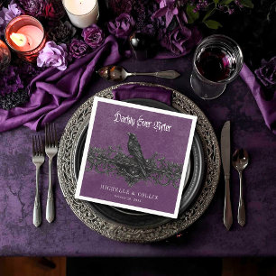 Gothic Raven Purple Darkly Ever After Wedding Napkin