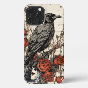 Gothic Raven & Red Rose iPhone 13 Pro Max Case