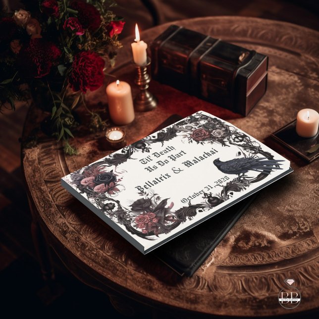 Gothic Raven Rosewood Wedding Guest Book (Creator Uploaded)