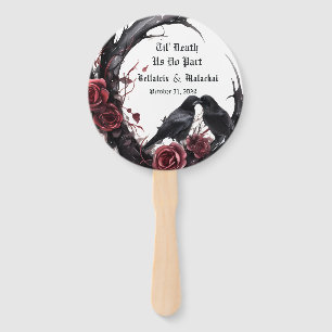 Gothic Raven Rosewood Wedding Hand Fan