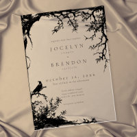 Gothic Raven Tree Engraving Black Tan Wedding