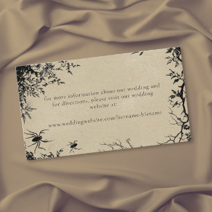 Gothic Raven Tree Engraving Black Tan Wedding Enclosure Card